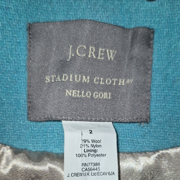 J. Crew Women's Double-Breasted Aquamarine Blue Pea Coat - Picture 7 of 12